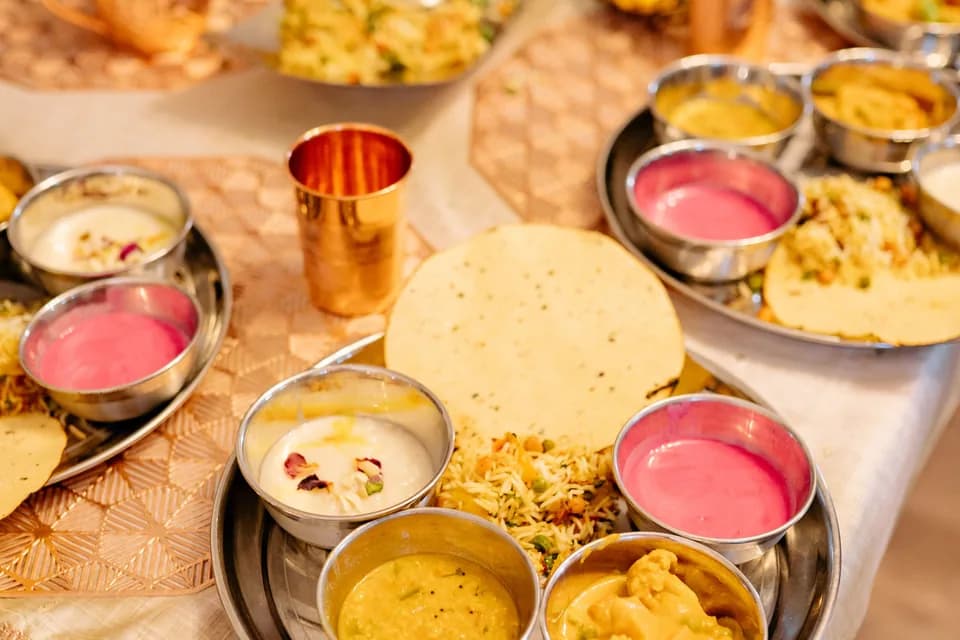 Festive Indian meal prepared for pooja and family gatherings